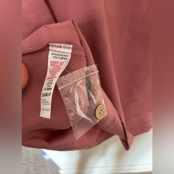 NWT Topshop Tilda Side Button Pink Mini Slip Dress Shoulder Ties Women's sz 6 - Picture 14 of 15